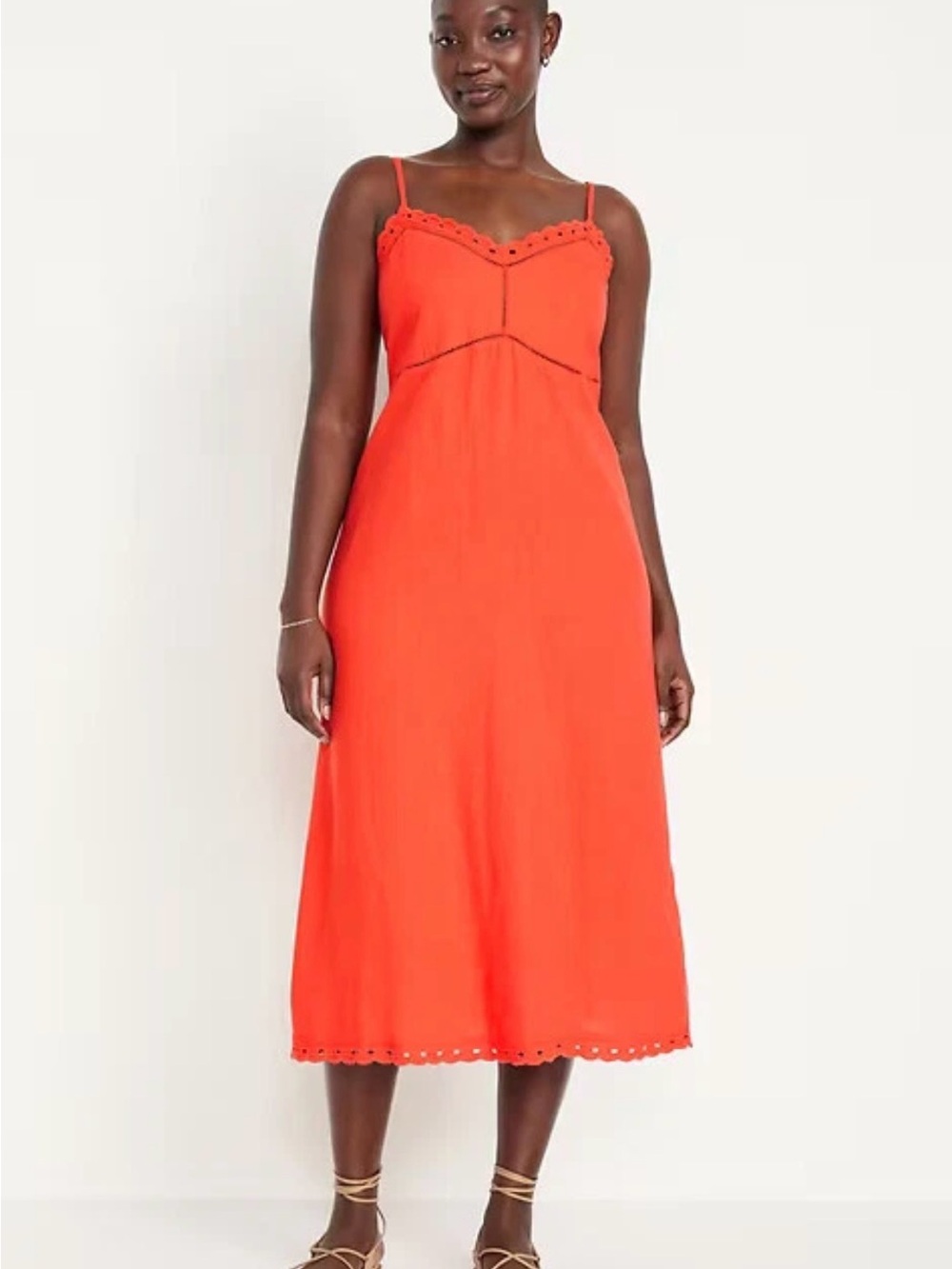 Old Navy Orange Eyelet-Trim Slip Dress